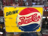 Early double dot Pepsi Cola painted sign 