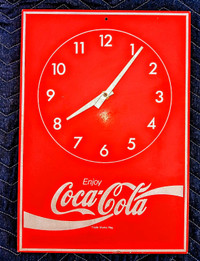 Vintage 60s Enjoy Coca Cola Metal Wall Clock