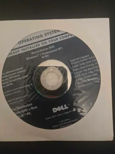UNOPENED! Dell Windows 7 Professional 64bit Reinstallation DVD, View more