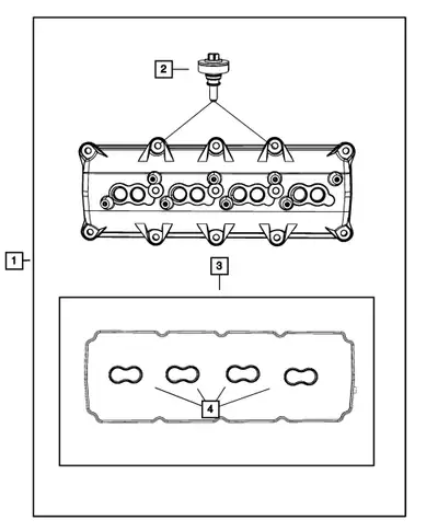 Cylinder Head Cover Gasket Kit, Right And Left - Mopar Part # 05114179AB Engines: All 5.7L 8Cyl Gas...