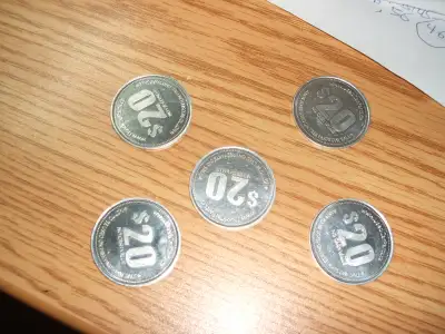 Offered is these 5 X $20 = $100 coins for buying used auto parts at Standard Auto Wreckers. For $45...