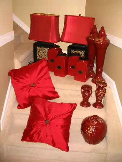 RED DECOR, LAMPS, CUSHIONS, FINIALS, CANISTER SET, View more