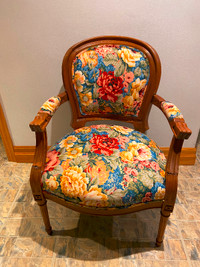 Antique Re-Upholstered Parlour Chair – Needs a small repair