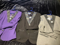 Dress Blazer Work Jacket Faux Leather Trim New with Tags