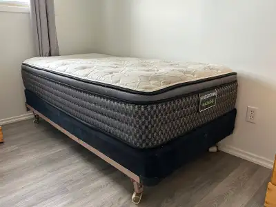 Single mattress with metal bedframe, View more
