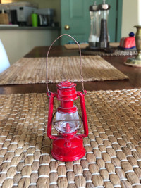 Vintage Red Metal Oil Lamp Pencil Sharpener