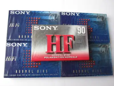 5 x SONY NEW SEALED Blank Audio Cassette Tapes (HF-90, Hi-Fi-60), View more