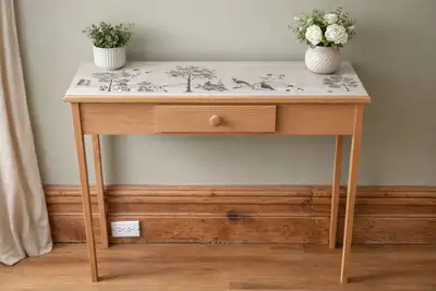 Hand-Painted Wood Console Table With Drawer, View more