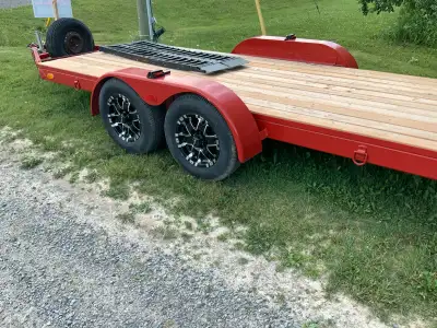 16 foot car hauler, heavy duty jack. Ramps, spare tire