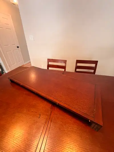 Dark Wood Dining Table with 6 Chairs  Extension Leaf - Free De, View more