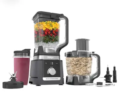 Ninja Deluxe Kitchen System, Blender with Auto-iQ, 2.6L Pitcher, 2.1L Food Processor, 710ml Single-S...