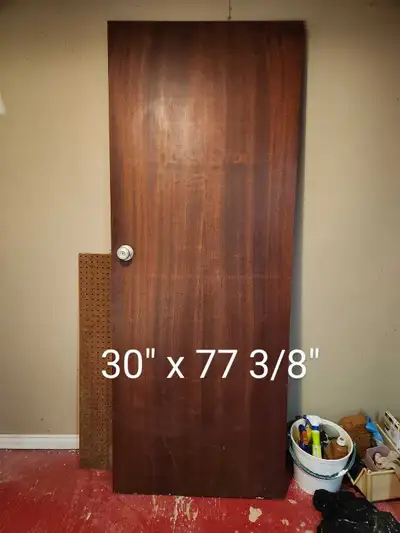 This door measures 30" x 77 3/8" and is perfect for a bedroom or closet. The door is used and shows...