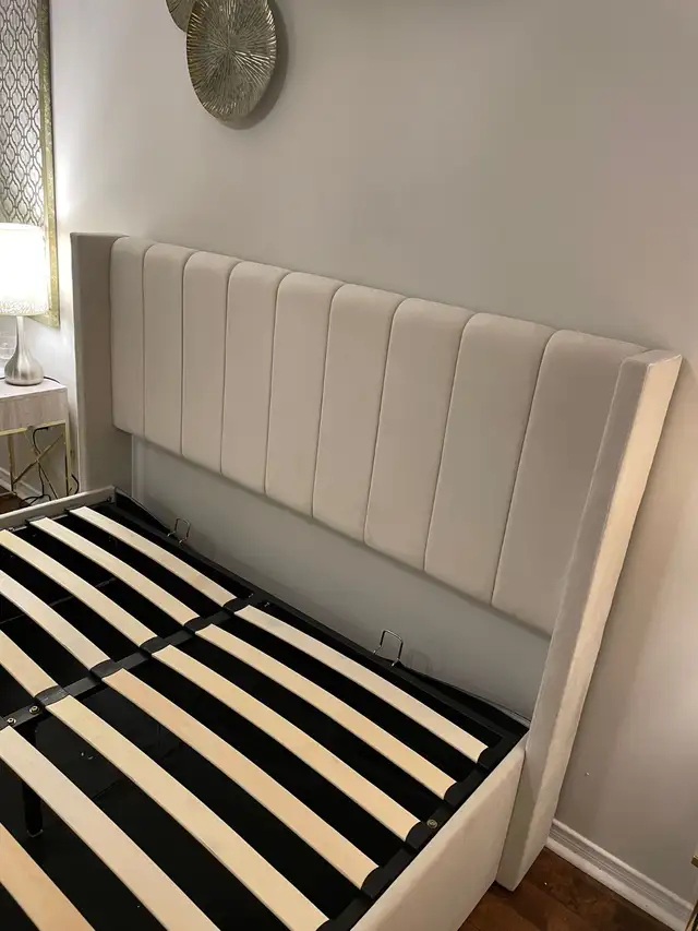  Brand New Hydraulic Lift Storage Bed | Queen Bed Frame in Beds & Mattresses in Peterborough - Image 4