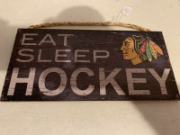 Eat Sleep Blackhawks Wooden Sign Chicago Man Cave Booth 278