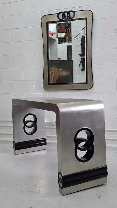 Vintage art deco console table, entryway table , View more
