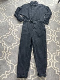 Zara XS Black Denim Jumpsuit