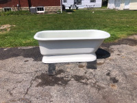 Rare matching pedestal tub and sink  and brand new replica taps.