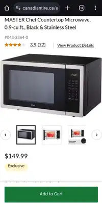 MASTER Chef Countertop Microwave, 0.9-cu.ft., Black & Stainless