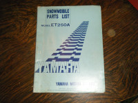 Yamaha ET250A Snowmobile Parts List Manual 1977