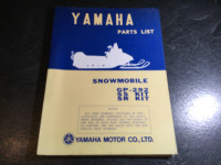 1972 Yamaha GP-292 SS Kit, SR Kit Snowmobile Parts List GP292