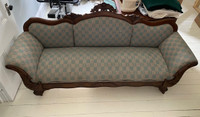 Mahogany Upholstered Empire Antique Settee.  Excellent Condition