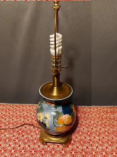 Brass flower lamp tri light 24inch tall, View more
