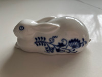 Blue Onion Pattern Porcelain Bunny