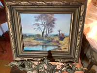 Antique/Vintage Landscape Oil Painting in an Ornate Frame 