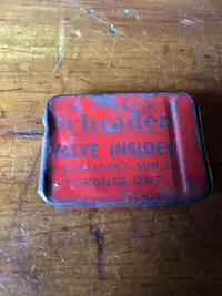 Vintage Schrader Valve Insides Advertising Tin Toronto