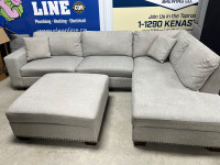 Fabric Sectional with Ottoman - NEW