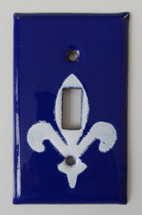 Plaque d'interrupteur émail sur cuivre fleur de lys