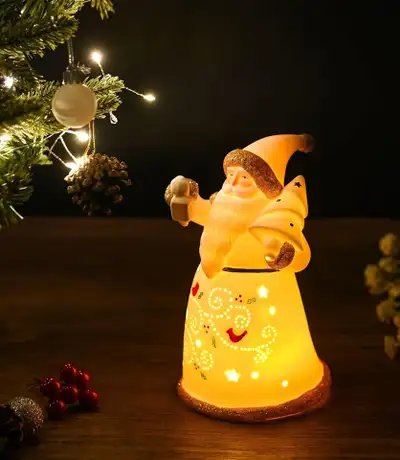 Art Lins 7.4-Inch Santa Claus Figurine w/ LED Light Fine, View more