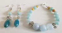 Aquamarine earrings and bracelet set.