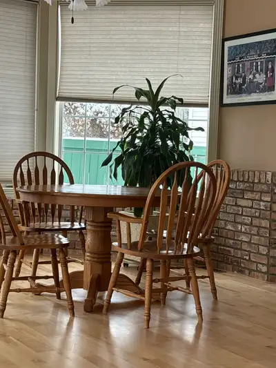 Solid Oak Kitchen Table & Chairs, View more