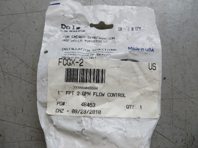 Flow Control 1" FPT FGX-2, 2 GPM Stainless - Free Shipping in Plumbing, Sinks, Toilets & Showers in Belleville