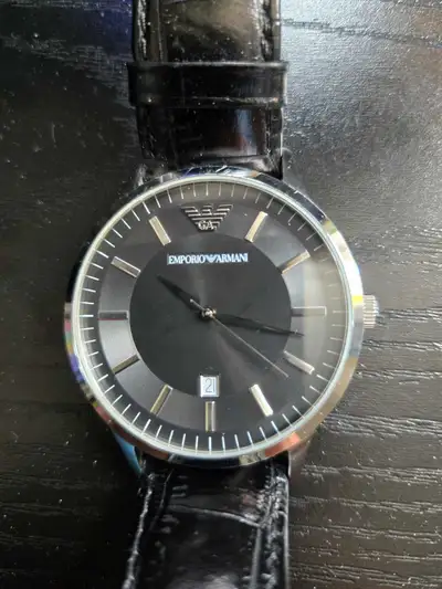 Emporio Armani AR2411 Analog Black Dial Watch Leather Strap, View more
