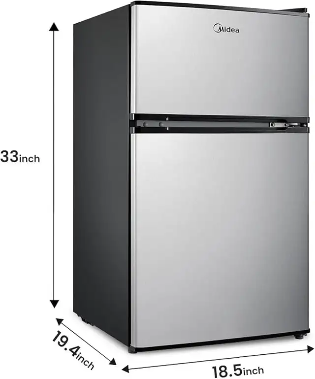 New Midea 3.1 cu ft Mini Fridge, Double Door, Freezer, Stainless in Refrigerators in City of Halifax - Image 2