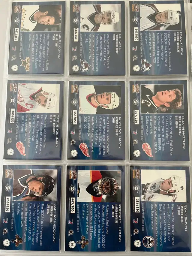 2004-05 Pacific jersey hockey cards 1-44 in Arts & Collectibles in Gatineau - Image 5