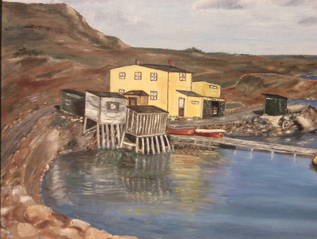 Original Painting Of Shoreline Scene in Newfoundland, dated 1955 in Arts & Collectibles in St. John's - Image 3