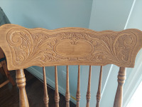 Engraved wooden rocking chair