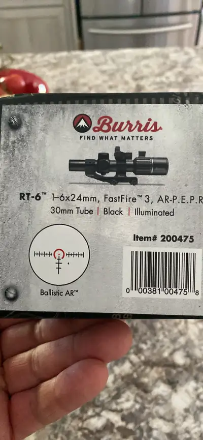 Unused and new in the box Burris 1-6x24 mm scope with fast red dot. Never used or installed on a rif...