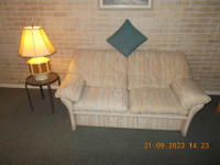 Vintage ceramic/wicker lamp and sofa $55 each.
