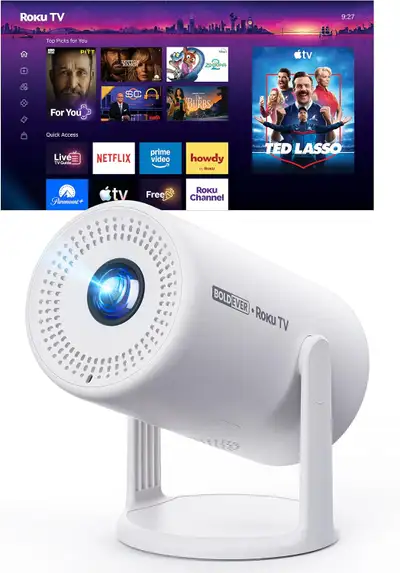 ❤️NEW IN BOX: Boldever Roku Portable TV Smart Projector, View more