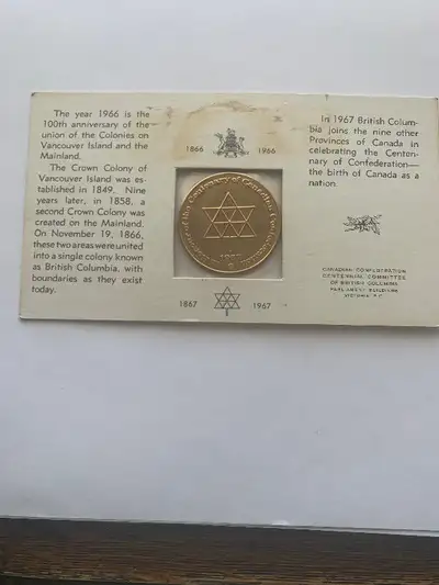 Canadian Centenary of Confederation/BC Centenary Coin, View more