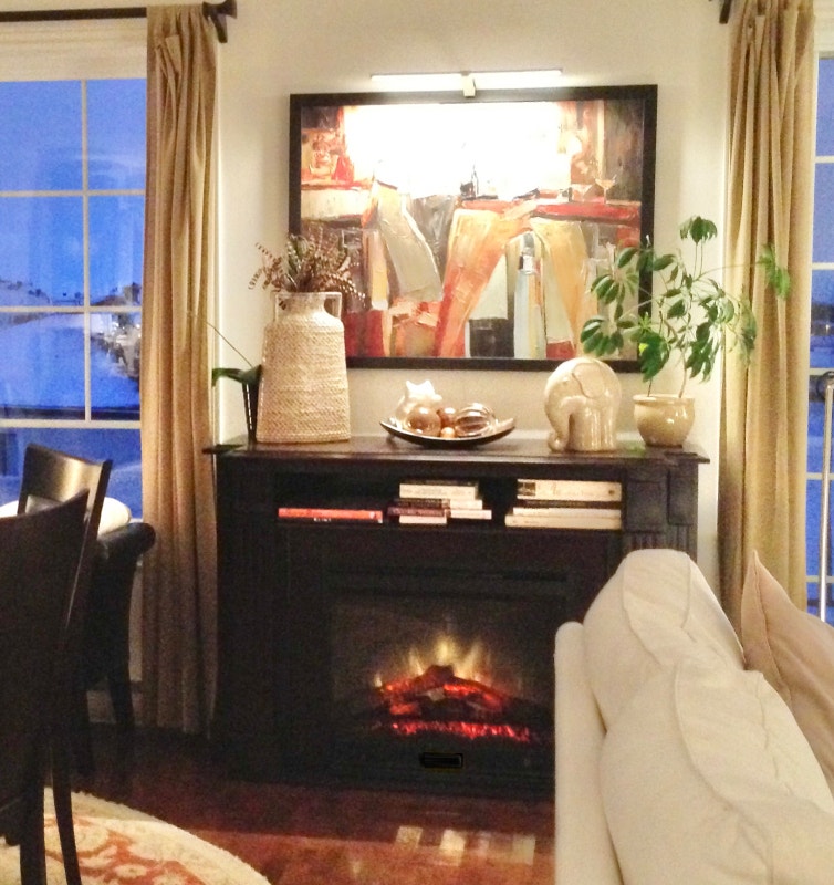 Foyer en Bois Massif Chauffage Electrique avec Flamme Réaliste