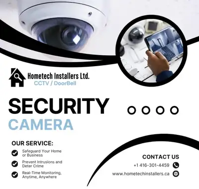 Security camera installation And Doorbell, Ethernet cable and TV wall mount. 3 Years of warranty Fea...
