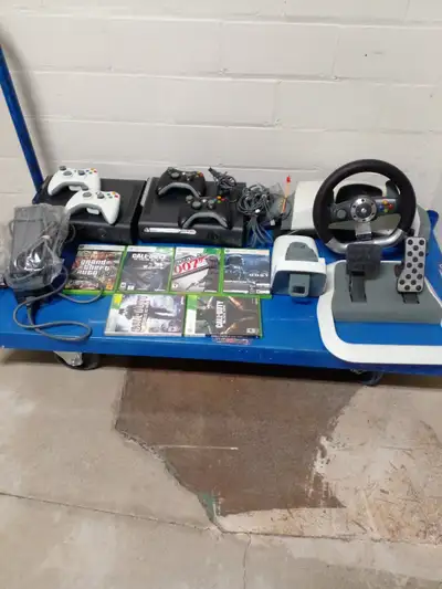 XBox 360 & Racing Wheel Etc., View more