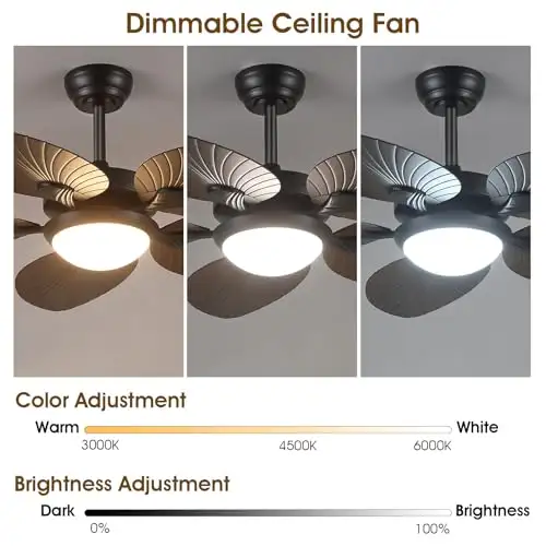 Wiviniya 44" Tropical Palm Leaf Ceiling Fan with LED Light, Remo in Indoor Lighting & Fans in Mississauga / Peel Region - Image 2