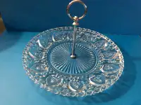 Vintage Crystal Glass Fruit/Candy / Nut/Compote Dish W handle 25