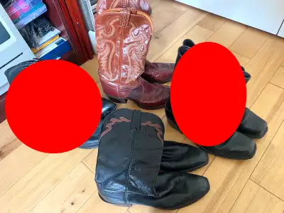 Various lightly used men cowboy/motocross boots for sale, View more